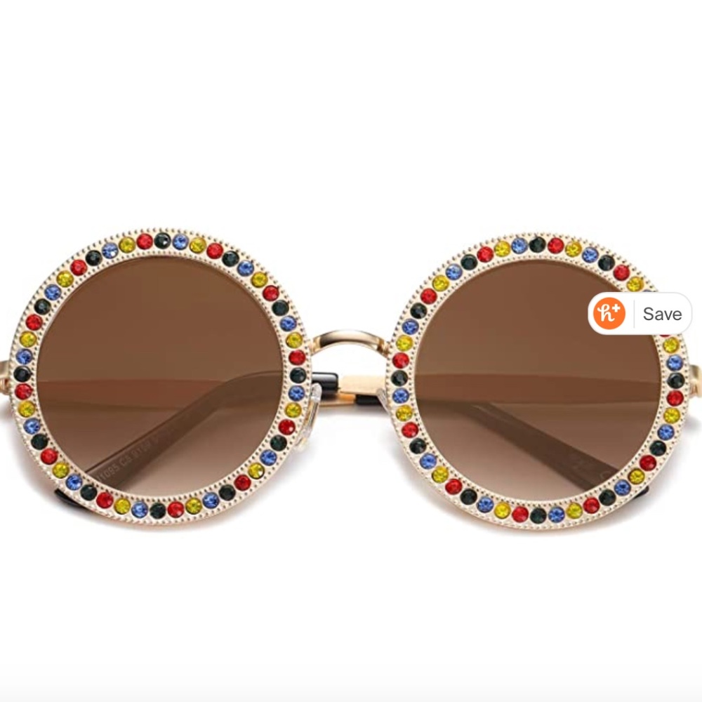 SOJOS Round Oversized Rhinestone Festival Sunglass